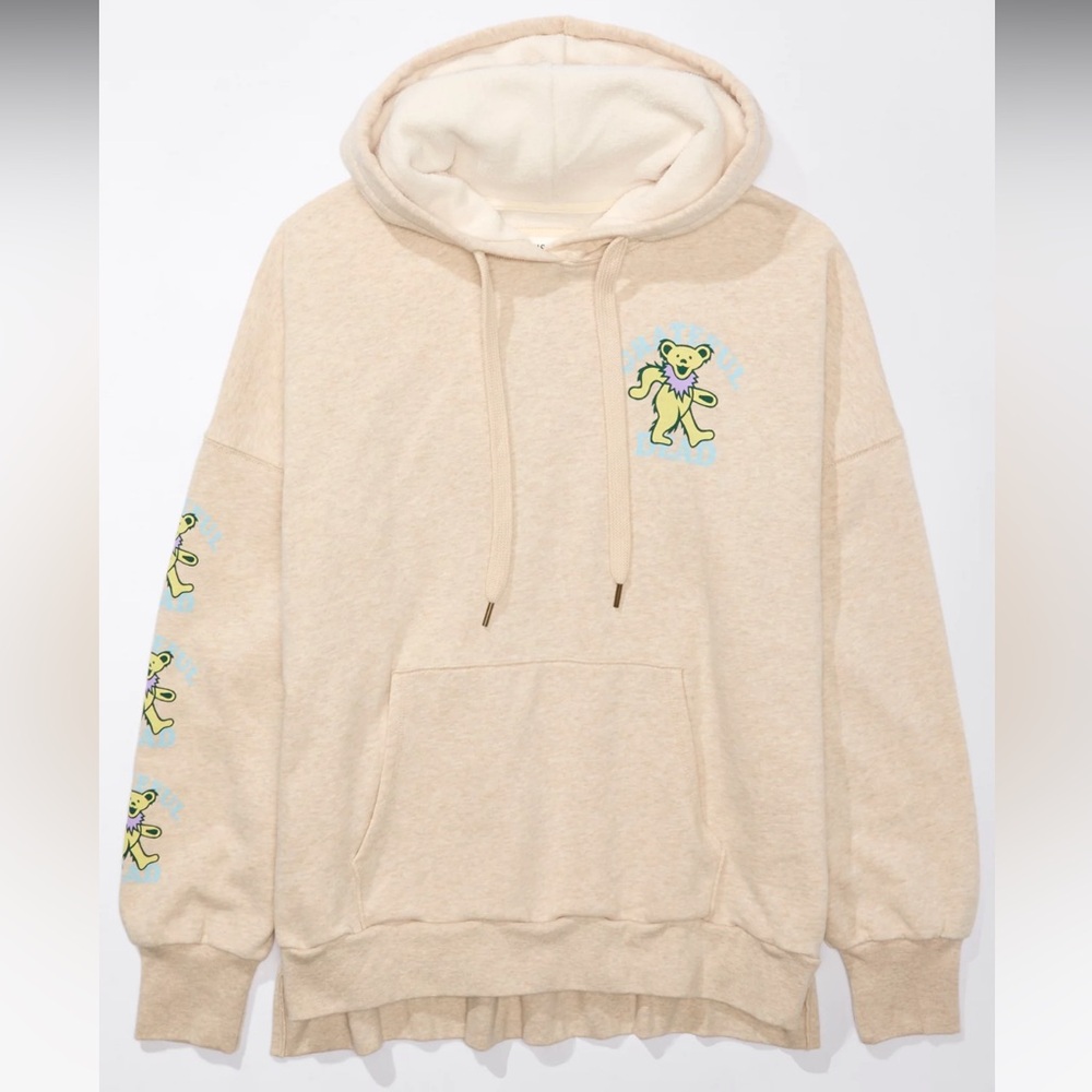 American Eagle Grateful Dead beige oversized big hug hoodie sz lg